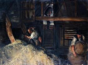 Workers: Workmen Bagging Hops, 1904 (oil on canvas) 1776
