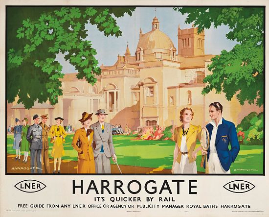 Harrogate, its Quicker by Train', poster advertising rail journeys von Harry Tittensor