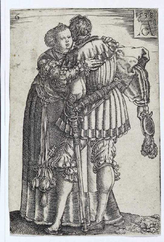 Tanzendes Paar (Blatt 6 der Folge: 'Die großen Hochzeitstänzer'). von Heinrich Aldegrever