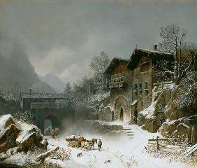 Die Häuser von Rattenberg im Winter 1865
