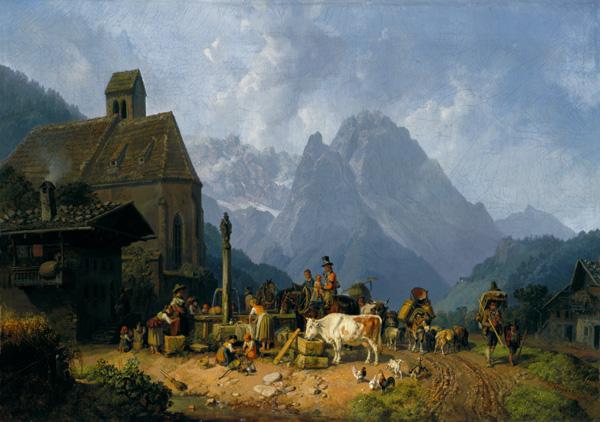Dorfbrunnen in Oberbayern 1840
