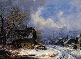 Winterliches Dorf von Heinrich Bürkel