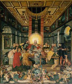 Das letzte Abendmahl. Mitteltafel vom Altar der Frauenkirche in Mühlberg/Elbe Elbe um 1566