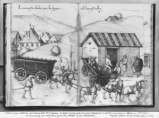 Silver mine of La Croix-aux-Mines, Lorraine, fol.5v and fol.6r, transporting and delivering coal for von Heinrich Gross or Groff