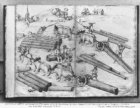 Siver mine of La Croix-aux-Mines, Lorraine, fol.3v and 4r, transporting wood, c.1530