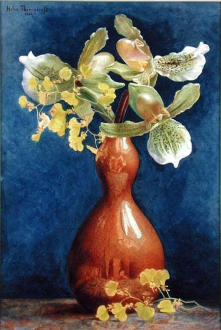 Orchids in a Copper Vase von Helen Thornycroft