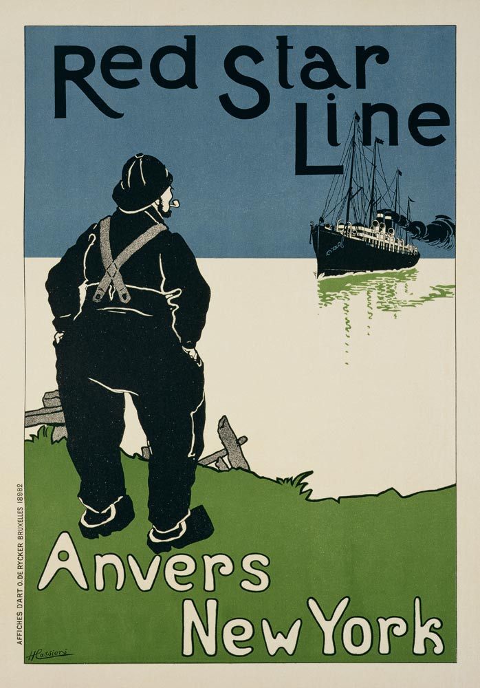 Reproduction of a poster advertising 'The Red Star Line, from Anvers to New York' von Hendrick Cassiers