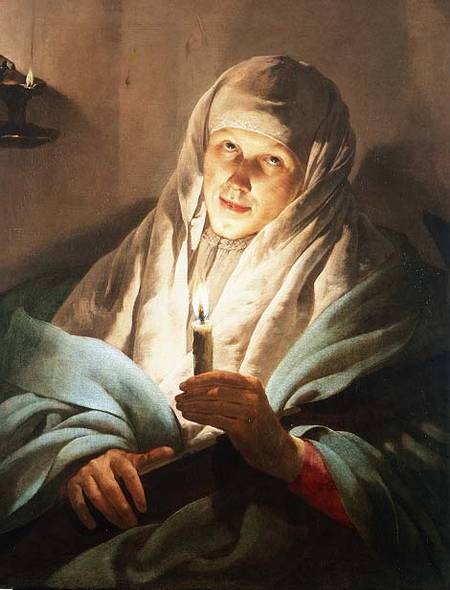 A Woman with a Candle and Cross von Hendrick ter Brugghen