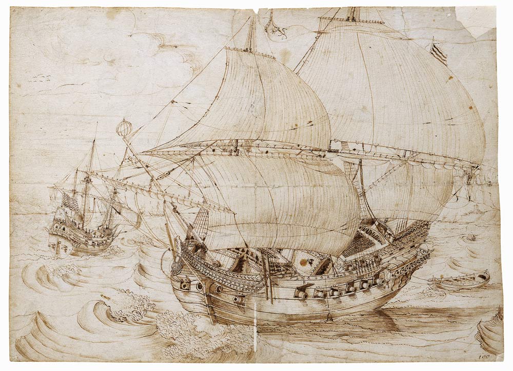 Holländisches Kriegsschiff unter vollen Segeln von Hendrik Cornelisz. Vroom