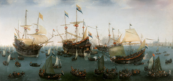 De terugkeer in Amsterdam van de tweede expeditie naar Oost-Indië von Hendrik Cornelisz. Vroom