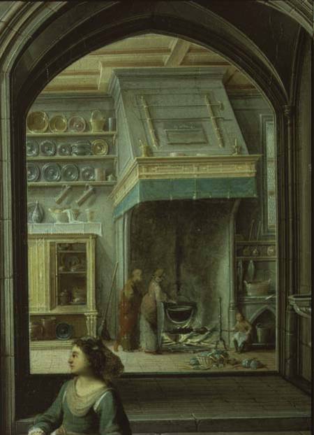 Christ in the house of Martha and Mary, detail of the kitchen von Hendrik van Steenwyk