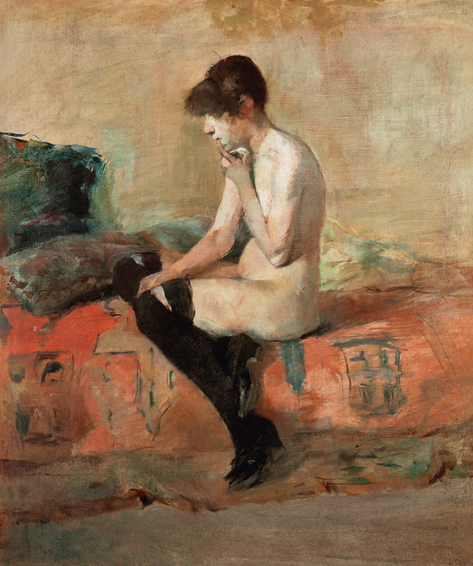 Aktstudie Frau auf Diwan sitzend von Henri de Toulouse-Lautrec