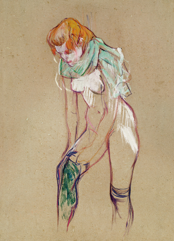 Frau beim Anziehen der Strümpfe von Henri de Toulouse-Lautrec