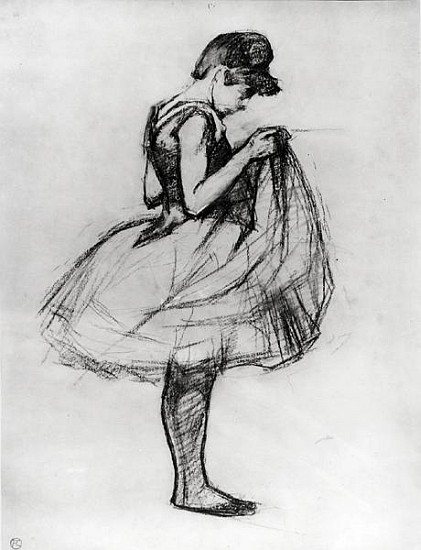 Dancer adjusting her costume and hitching up her skirt von Henri de Toulouse-Lautrec