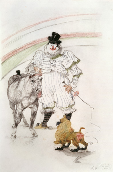 At the Circus: performing horse and monkey von Henri de Toulouse-Lautrec