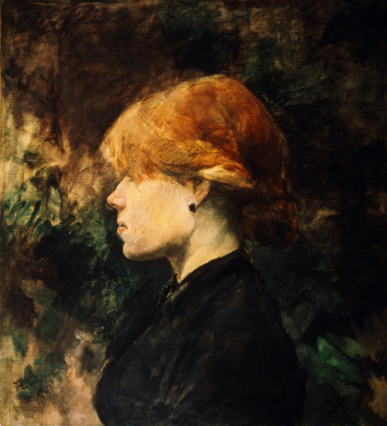 Junge Frau mit rot.H von Henri de Toulouse-Lautrec