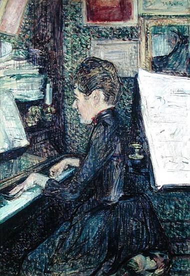 Mademoiselle Dihau (1843-1935) at the Piano von Henri de Toulouse-Lautrec