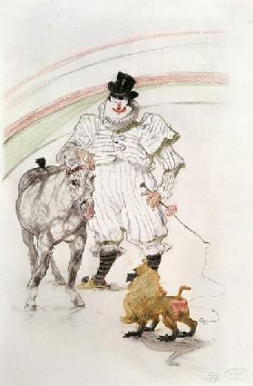 At the Circus: performing horse and monkey 1899