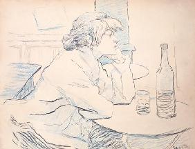 Woman Drinker, or The Hangover, 1889 (ink and coloured pencil) 17th