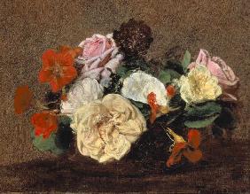 Bouquet of Roses and Nasturtiums 1883