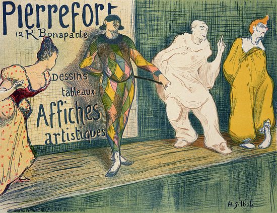 Reproduction of a poster advertising 'Pierrefort Artistic Posters', Rue Bonaparte von Henri-Gabriel Ibels