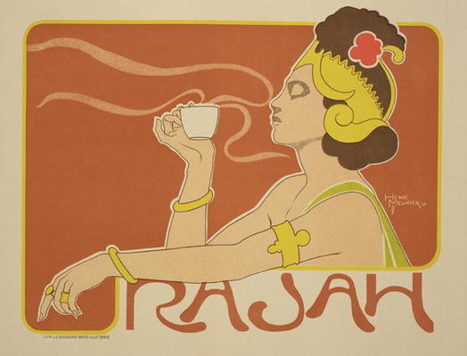 Reproduction of a poster advertising the 'Cafe Rajah', 1897 (colour litho) von Henri Georges Jean Isidore Meunier