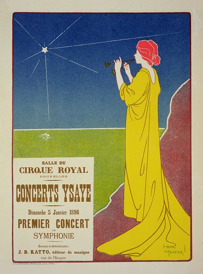 Reproduction of a poster advertising the 'Ysaye Concerts', Salle du Cirque Royal, Brussels von Henri Georges Jean Isidore Meunier