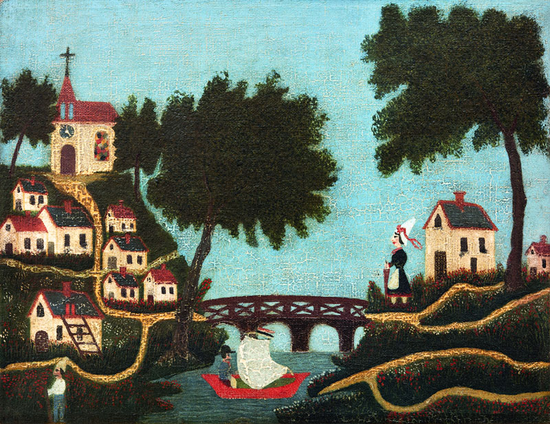 Landcape with bridge von Henri Julien Félix Rousseau