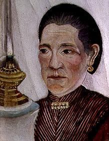 Bildnis der zweiten Frau des Künstlers mit der Lampe von Henri Julien Félix Rousseau