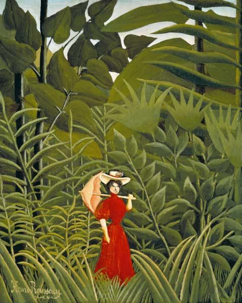 Woman in Red in the Forest c.1907