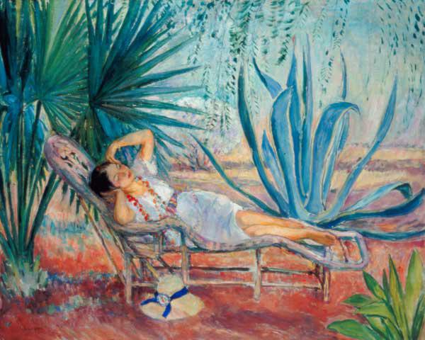Marthe schlafend im Liegestuhl in Saint-Tropez Um 1910/15