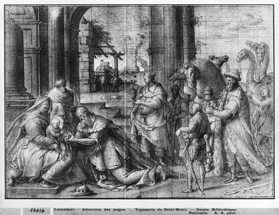 Life of Christ, Adoration of the Magi, preparatory study of tapestry cartoon for the Church Saint-Me von Henri Lerambert