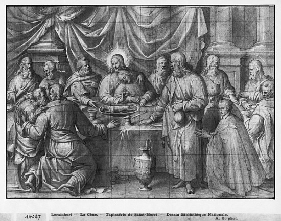 Life of Christ, the Last Supper, preparatory study of tapestry cartoon for the Church Saint-Merri in von Henri Lerambert