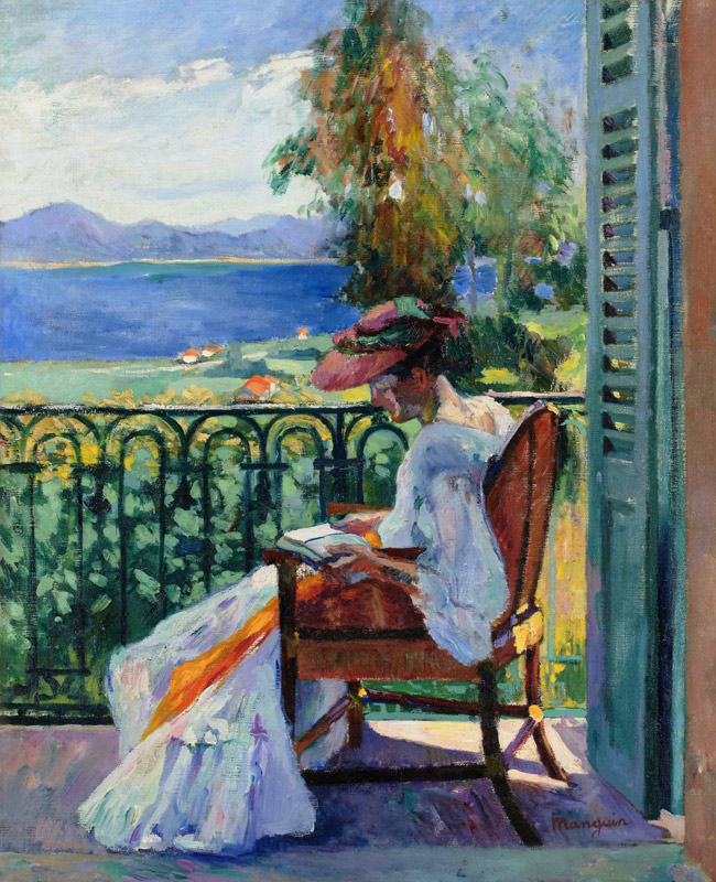 Jeanne sur le balcon de la Villa Demière von Henri-Charles Manguin