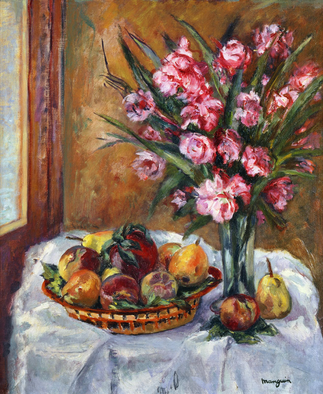 Oleander und Obst; Lauriers Roses et Fruits, 1941 von Henri-Charles Manguin