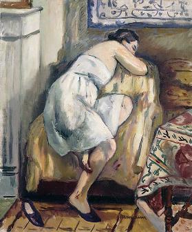 Jeanne schläft auf einem Stuhl; Jeanne Dormant in Fauteuil, 1917 1917