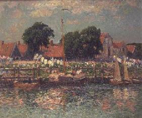 On the banks of a river in Holland 1900
