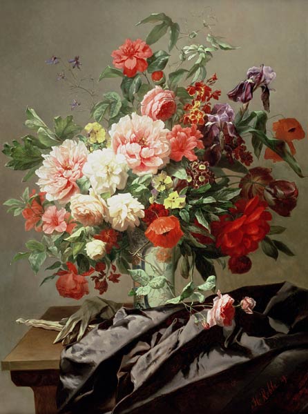 Peonies, Poppies and Roses, 1849 von Henri Robbe