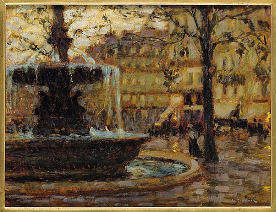La fontaine, Paris von Henri Eugene Augustin Le Sidaner