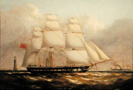 A Frigate off the Eddystone Lighthouse von Henry A. Luscombe