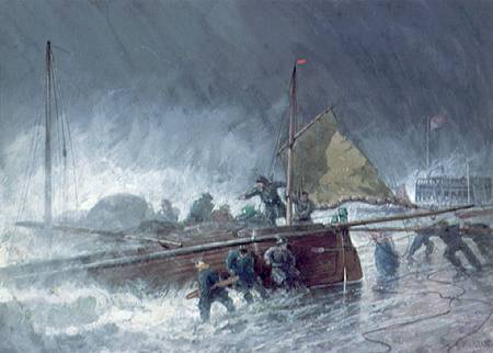 Deal Lugger Putting off in a Storm von Henry Andrews
