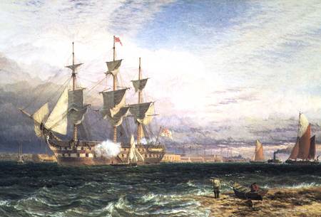Sheerness, Island of Sheppey, Guardship Saluting von Henry Dawson