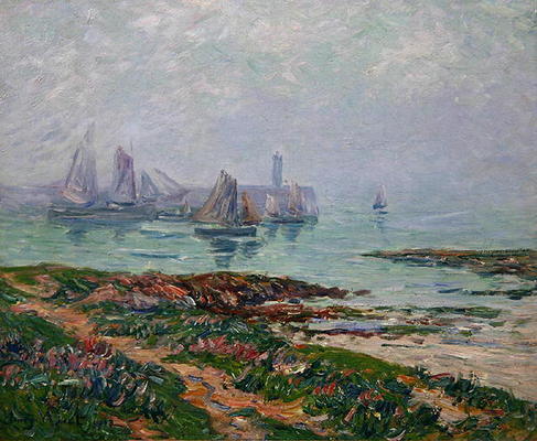 Coastal scene with fishing boats, 1912 (oil on canvas) von Henry Moret