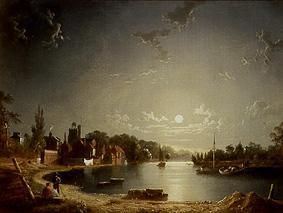 Flusslandschaft bei Mondschein von Henry Pether