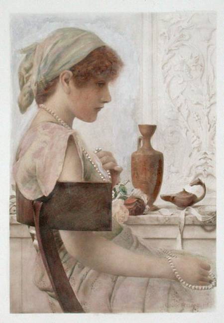 Girl with Pearls (w/c over photogravure) von Henry Ryland