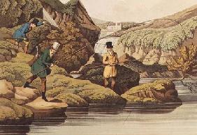 Salmon Fishing, auqatinted by I. CLark, pub. by Thomas McLean 1820