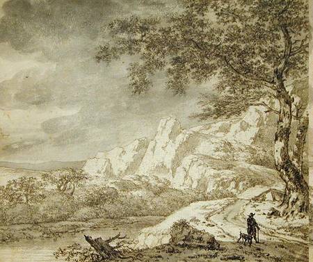 Mountainous Landscape with a Hiker von Herman Nauwincz