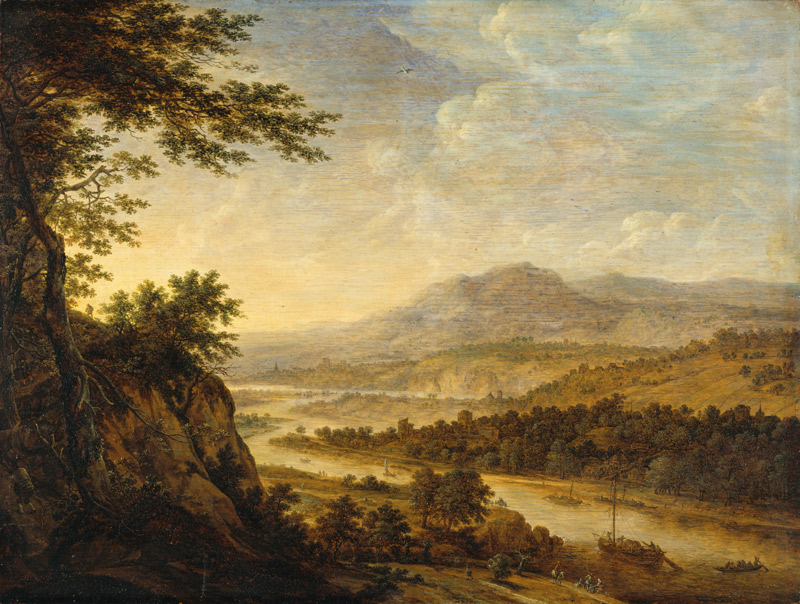 Flusslandschaft mit einem Felsanstieg von Herman Saftleven III