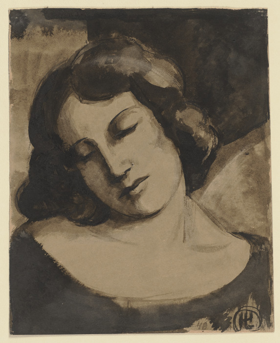 Frauenkopf mit geschlossenen Augen von Hermann Lismann
