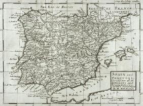 Map of Spain and Portugal, 1731 (engraving) 19th